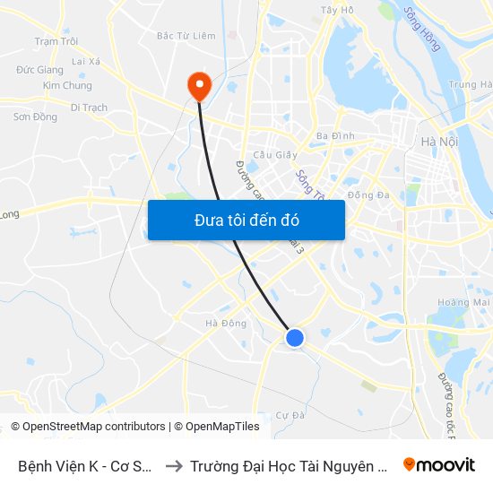 Bệnh Viện K - Cơ Sở Tân Triều to Trường Đại Học Tài Nguyên Và Môi Trường map