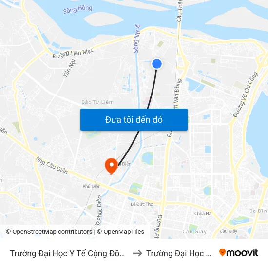 Trường Đại Học Y Tế Cộng Đồng -  Đường Đức Thắng - Phường Đông Ngạc to Trường Đại Học Tài Nguyên Và Môi Trường map