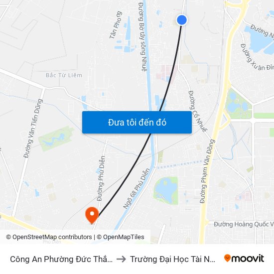 Công An Phường Đức Thắng - Đường Đông Ngạc to Trường Đại Học Tài Nguyên Và Môi Trường map