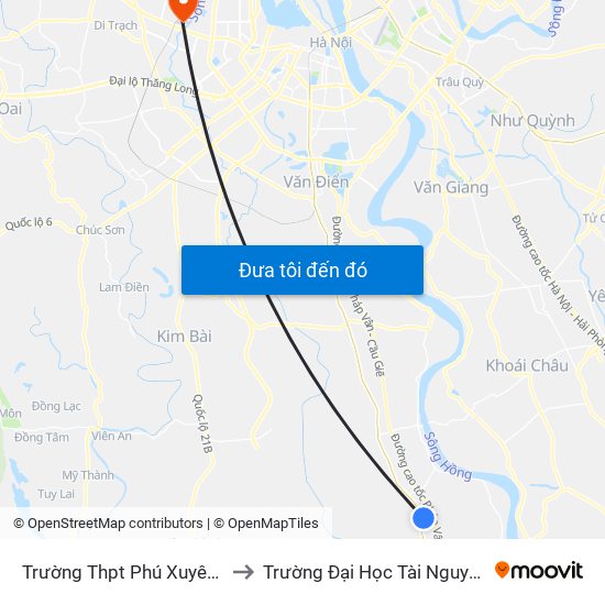 Trường Thpt Phú Xuyên A - Quốc Lộ 1a to Trường Đại Học Tài Nguyên Và Môi Trường map