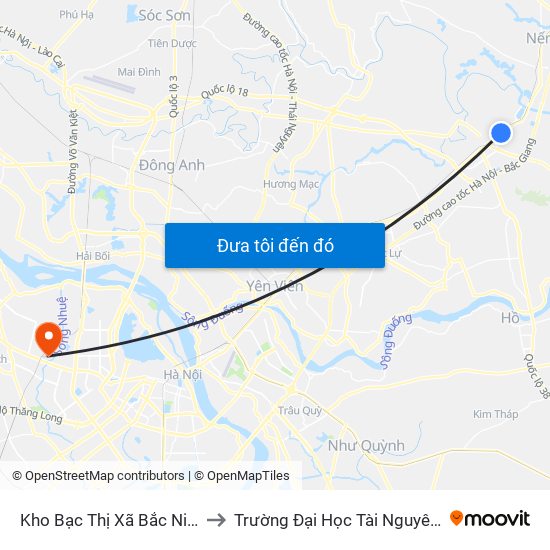 Kho Bạc Thị Xã Bắc Ninh - Quốc Lộ 1 to Trường Đại Học Tài Nguyên Và Môi Trường map