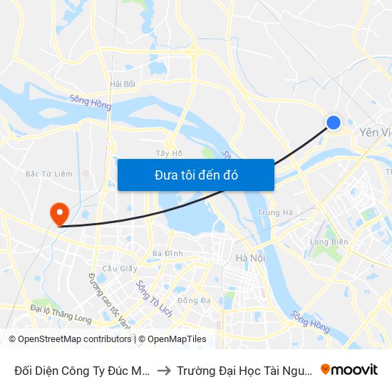 Đối Diện Công Ty Đúc Mai Lâm - Quốc Lộ 3 to Trường Đại Học Tài Nguyên Và Môi Trường map