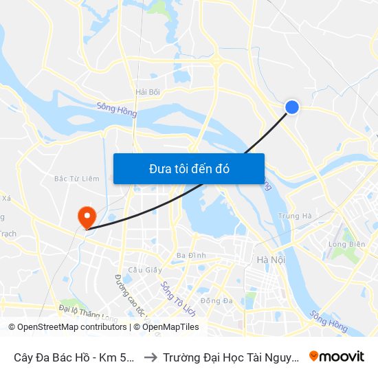 Cây Đa Bác Hồ - Km 5+800 Quốc Lộ 3 to Trường Đại Học Tài Nguyên Và Môi Trường map