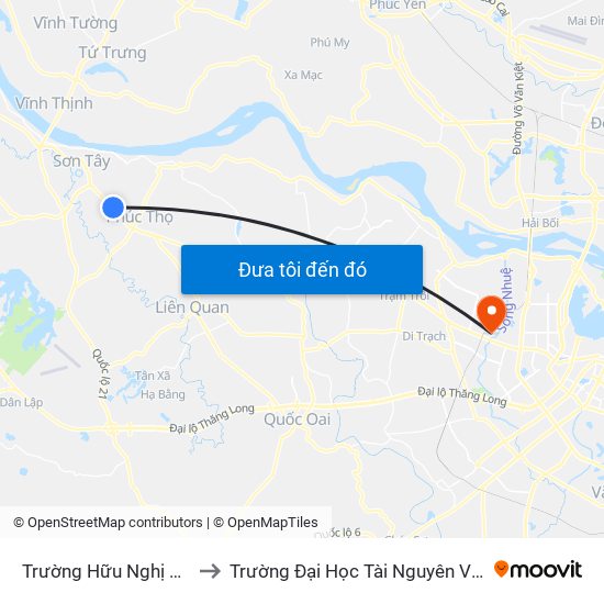 Trường Hữu Nghị T78 - Ql32 to Trường Đại Học Tài Nguyên Và Môi Trường map