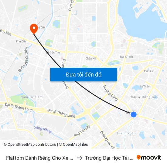 Flatfom Dành Riêng Cho Xe Buýt Trước Nhà 45 Đường Láng to Trường Đại Học Tài Nguyên Và Môi Trường map