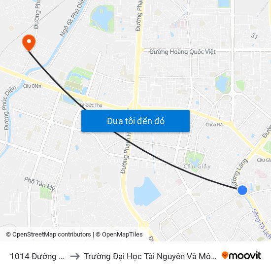 1014 Đường Láng to Trường Đại Học Tài Nguyên Và Môi Trường map