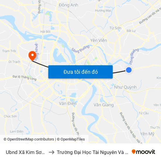 Ubnd Xã Kim Sơn  - Ql17 to Trường Đại Học Tài Nguyên Và Môi Trường map