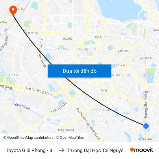 Toyota Giải Phóng - 807 Giải Phóng to Trường Đại Học Tài Nguyên Và Môi Trường map