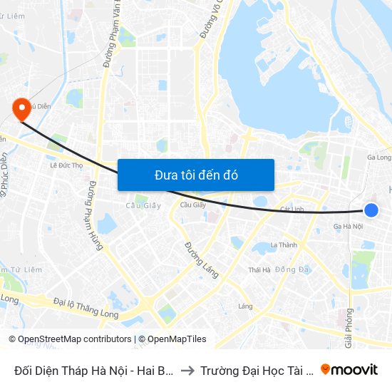 Đối Diện Tháp Hà Nội - Hai Bà Trưng (Cạnh 56 Hai Bà Trưng) to Trường Đại Học Tài Nguyên Và Môi Trường map