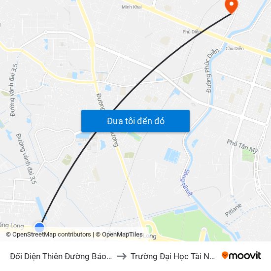 Đối Diện Thiên Đường Bảo Sơn - Đại Lộ Thăng Long to Trường Đại Học Tài Nguyên Và Môi Trường map