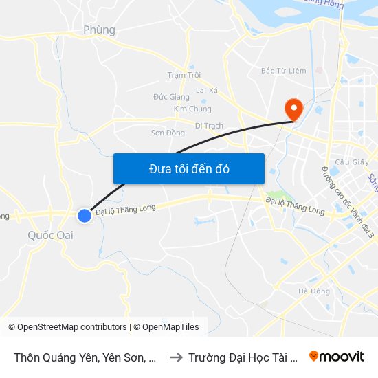 Thôn Quảng Yên, Yên Sơn, Quốc Oai - Đại Lộ Thăng Long to Trường Đại Học Tài Nguyên Và Môi Trường map