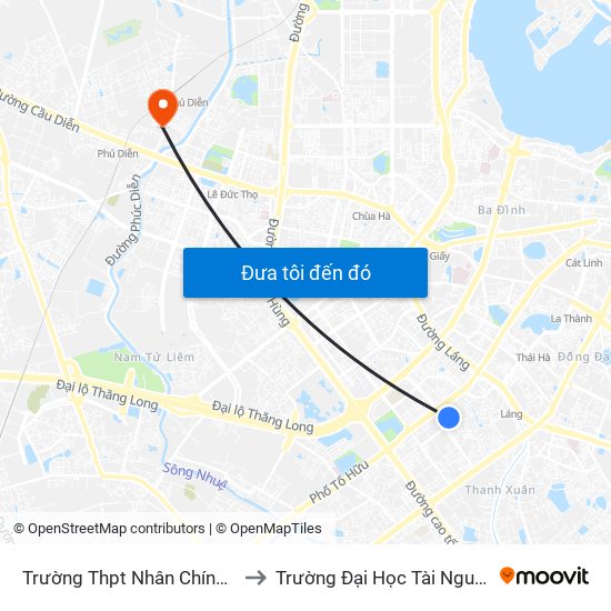 Trường Thpt Nhân Chính - Hoàng Đạo Thúy to Trường Đại Học Tài Nguyên Và Môi Trường map