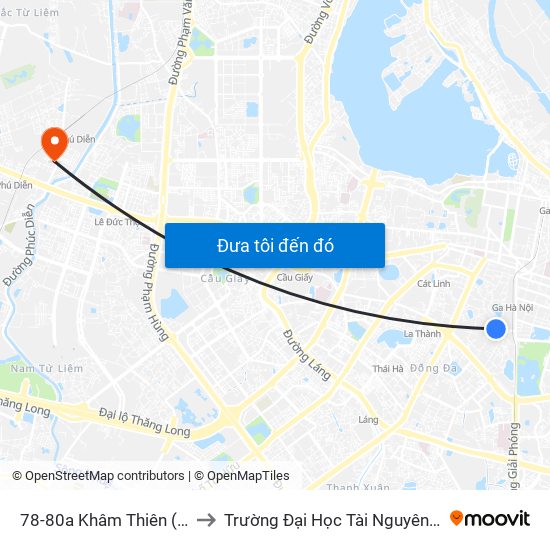 44-46 Khâm Thiên to Trường Đại Học Tài Nguyên Và Môi Trường map