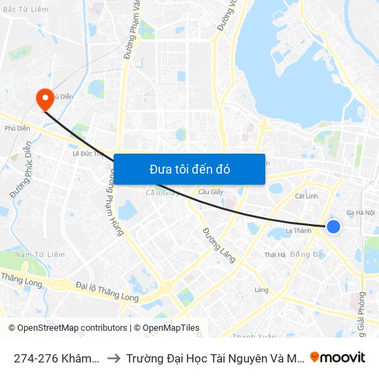 274-276 Khâm Thiên to Trường Đại Học Tài Nguyên Và Môi Trường map