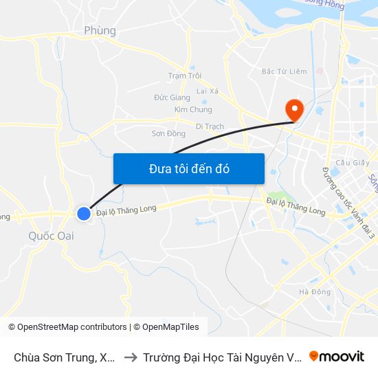 Chùa Sơn Trung, Xã Yên Sơn to Trường Đại Học Tài Nguyên Và Môi Trường map