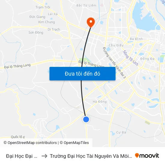 Đại Học Đại Nam to Trường Đại Học Tài Nguyên Và Môi Trường map