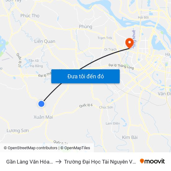 Gần Làng Văn Hóa Yên Thái to Trường Đại Học Tài Nguyên Và Môi Trường map