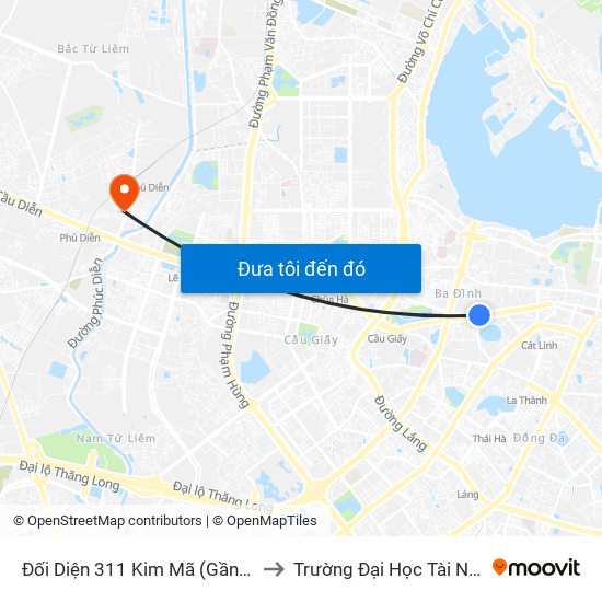 Đối Diện 311 Kim Mã (Gần Ngã 4 Kim Mã - Vạn Bảo) to Trường Đại Học Tài Nguyên Và Môi Trường map
