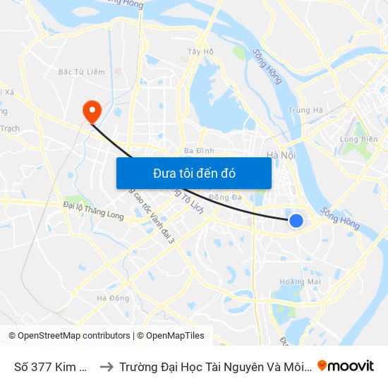 Số 377 Kim Ngưu to Trường Đại Học Tài Nguyên Và Môi Trường map