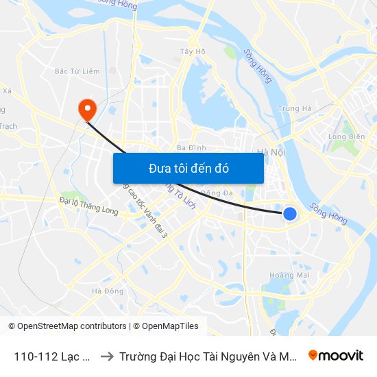 110-112 Lạc Trung to Trường Đại Học Tài Nguyên Và Môi Trường map