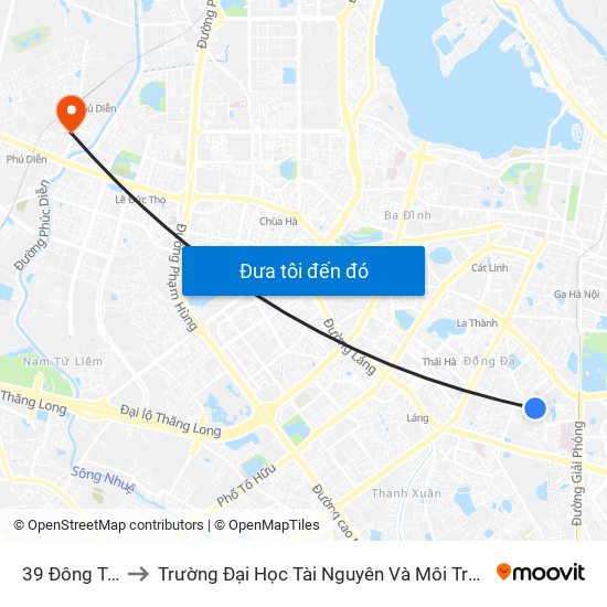 39 Đông Tác to Trường Đại Học Tài Nguyên Và Môi Trường map