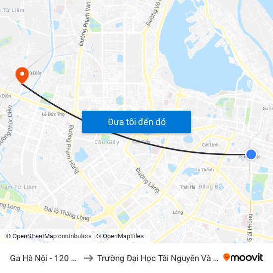 Ga Hà Nội - 120 Lê Duẩn to Trường Đại Học Tài Nguyên Và Môi Trường map