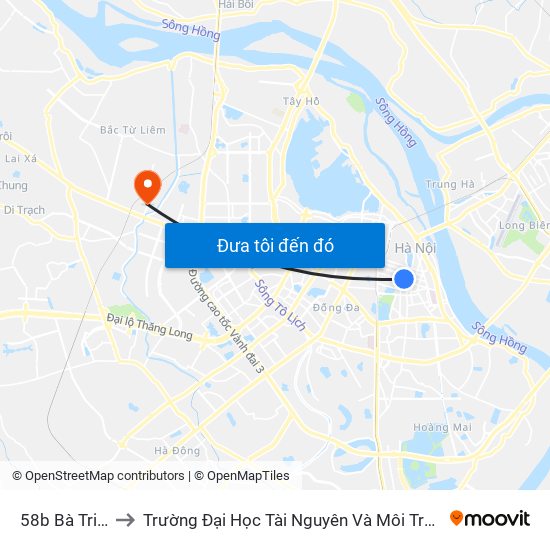 58b Bà Triệu to Trường Đại Học Tài Nguyên Và Môi Trường map