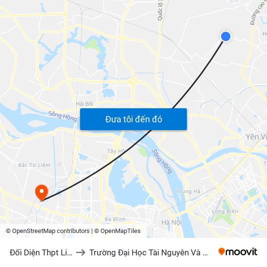 Đối Diện Thpt Liên Hà to Trường Đại Học Tài Nguyên Và Môi Trường map