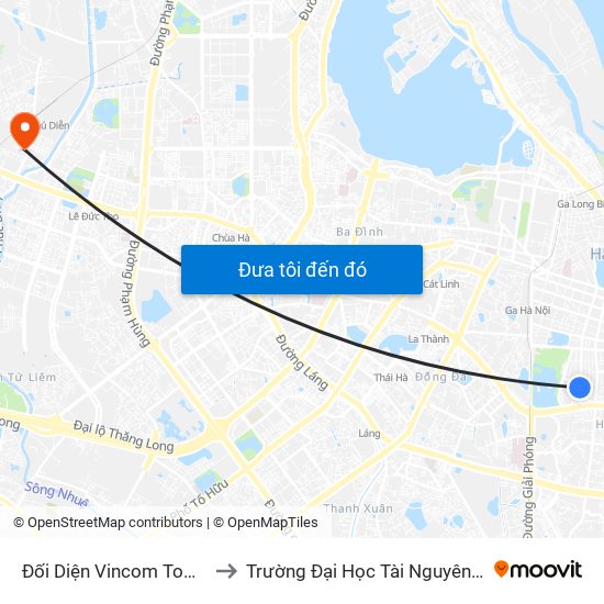 Đối Diện Vincom Tower - Bà Triệu to Trường Đại Học Tài Nguyên Và Môi Trường map