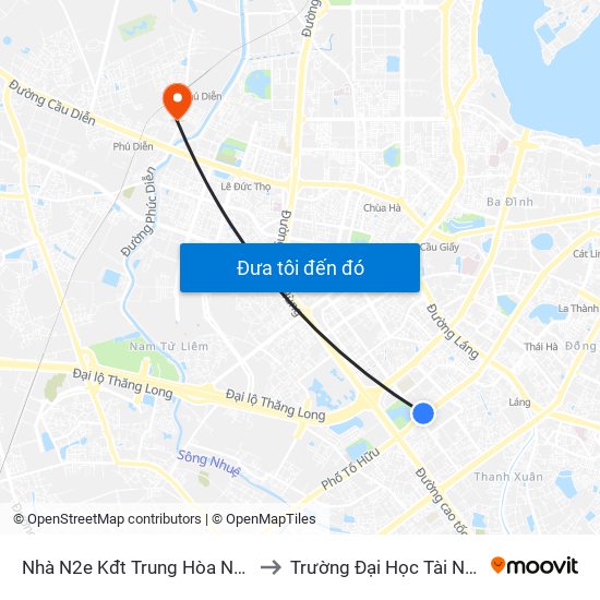 Nhà N2e Kđt Trung Hòa Nhân Chính - Lê Văn Lương to Trường Đại Học Tài Nguyên Và Môi Trường map