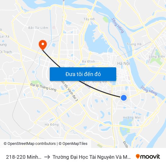 218-220 Minh Khai to Trường Đại Học Tài Nguyên Và Môi Trường map