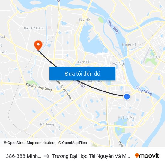 386-388 Minh Khai to Trường Đại Học Tài Nguyên Và Môi Trường map