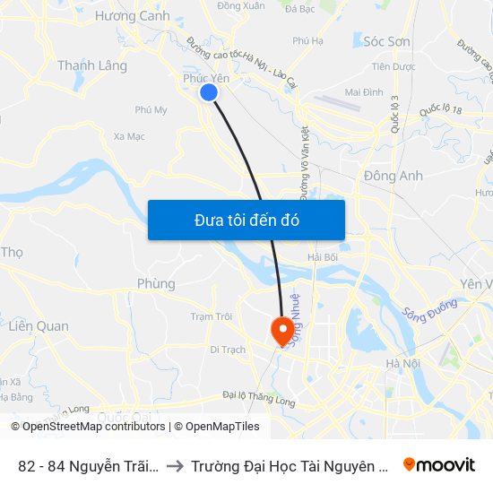82 - 84 Nguyễn Trãi, Phúc Yên to Trường Đại Học Tài Nguyên Và Môi Trường map