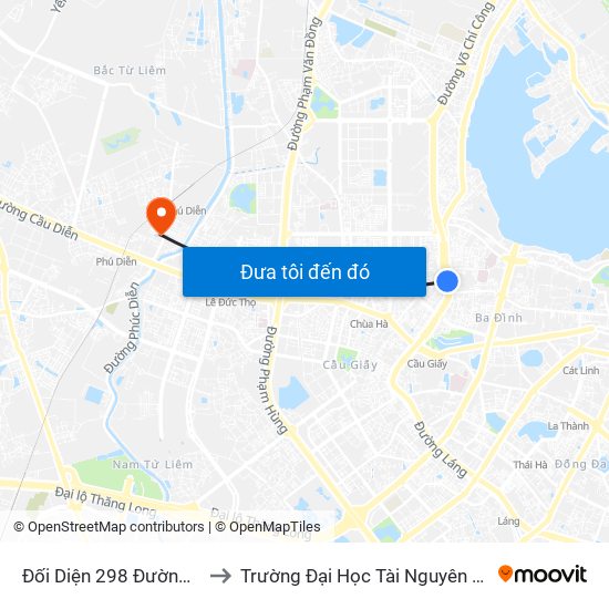 Đối Diện 298 Đường Bưởi Dưới to Trường Đại Học Tài Nguyên Và Môi Trường map