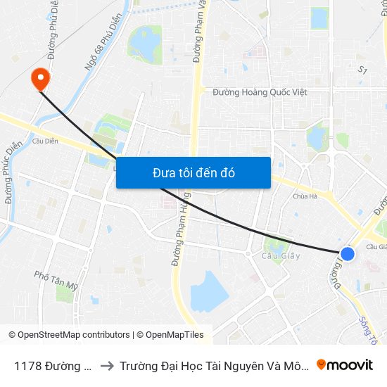 1178 Đường Láng to Trường Đại Học Tài Nguyên Và Môi Trường map