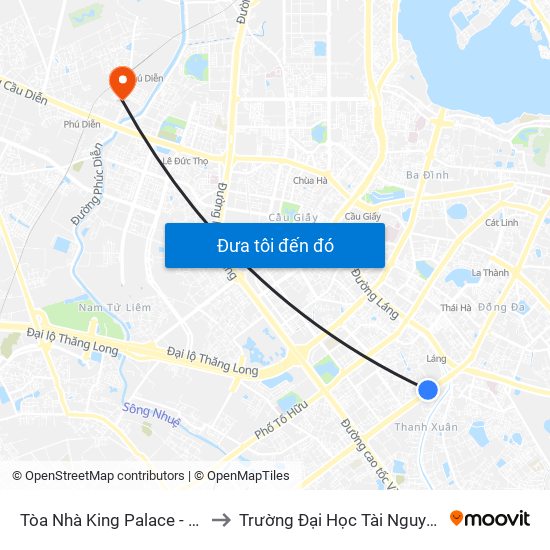 Tòa Nhà King Palace - 108 Nguyễn Trãi to Trường Đại Học Tài Nguyên Và Môi Trường map