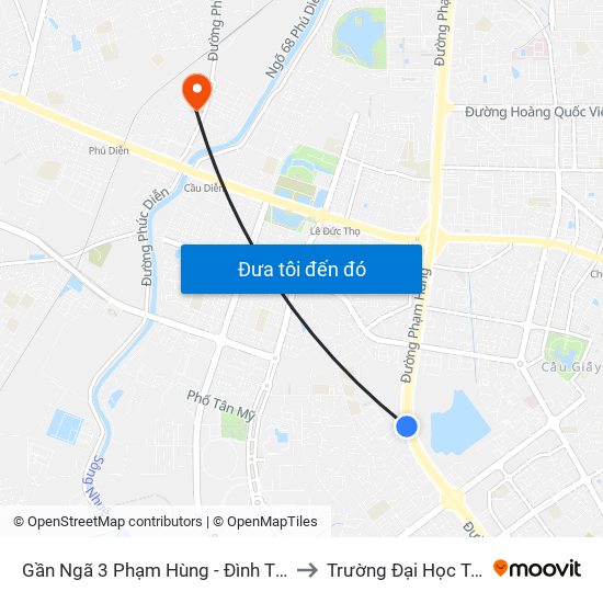 Gần Ngã 3 Phạm Hùng - Đình Thôn (Hướng Đi Khuất Duy Tiến)-Cột Trước to Trường Đại Học Tài Nguyên Và Môi Trường map