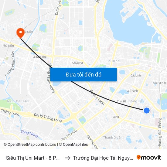 Siêu Thị Uni Mart - 8 Phạm Ngọc Thạch to Trường Đại Học Tài Nguyên Và Môi Trường map