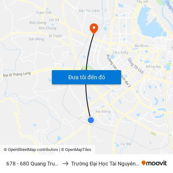 678 - 680 Quang Trung (Hà Đông) to Trường Đại Học Tài Nguyên Và Môi Trường map