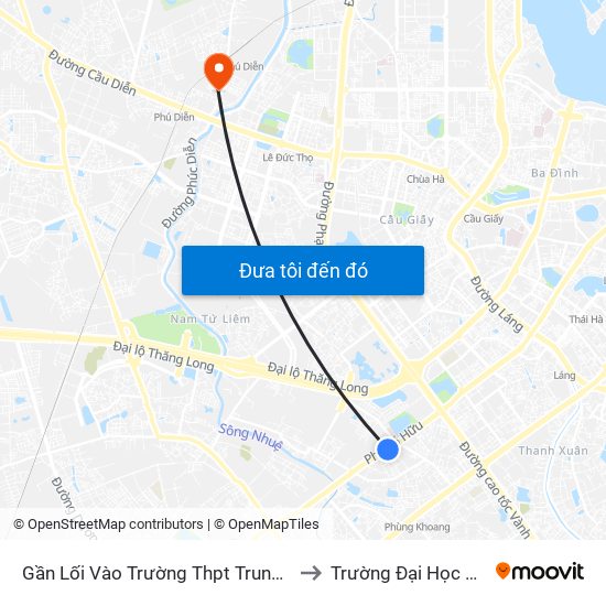 Gần Lối Vào Trường Thpt Trung Văn (Qua Ngã 4 Lương Thế Vinh - Tố Hữu) to Trường Đại Học Tài Nguyên Và Môi Trường map