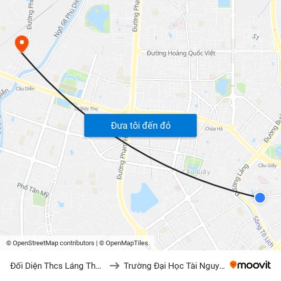 Đối Diện Thcs Láng Thượng - Chùa Láng to Trường Đại Học Tài Nguyên Và Môi Trường map