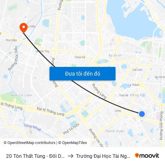 20 Tôn Thất Tùng - Đối Diện Đại Học Y Hà Nội to Trường Đại Học Tài Nguyên Và Môi Trường map