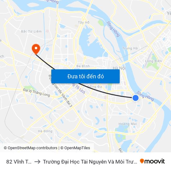 82 Vĩnh Tuy to Trường Đại Học Tài Nguyên Và Môi Trường map