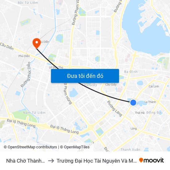 Nhà Chờ Thành Công to Trường Đại Học Tài Nguyên Và Môi Trường map