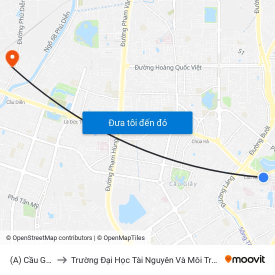 (A) Cầu Giấy to Trường Đại Học Tài Nguyên Và Môi Trường map