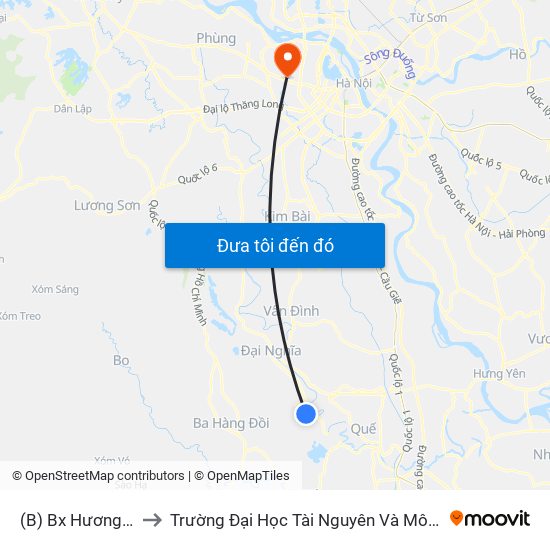 (B) Bx Hương Sơn to Trường Đại Học Tài Nguyên Và Môi Trường map