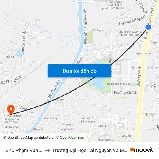 370 Phạm Văn Đồng to Trường Đại Học Tài Nguyên Và Môi Trường map