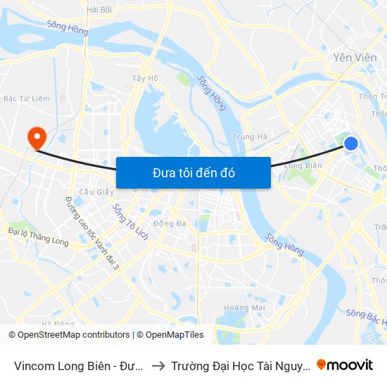 Vincom Long Biên - Đường Chu Huy Mân to Trường Đại Học Tài Nguyên Và Môi Trường map