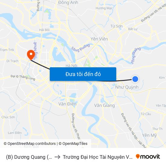 (B) Dương Quang (Gia Lâm) to Trường Đại Học Tài Nguyên Và Môi Trường map