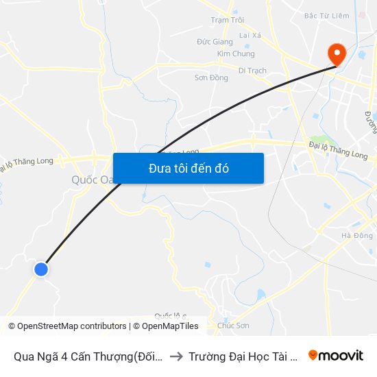 Qua Ngã 4 Cấn Thượng(Đối Diện Cổng Làng Phú Cường) to Trường Đại Học Tài Nguyên Và Môi Trường map